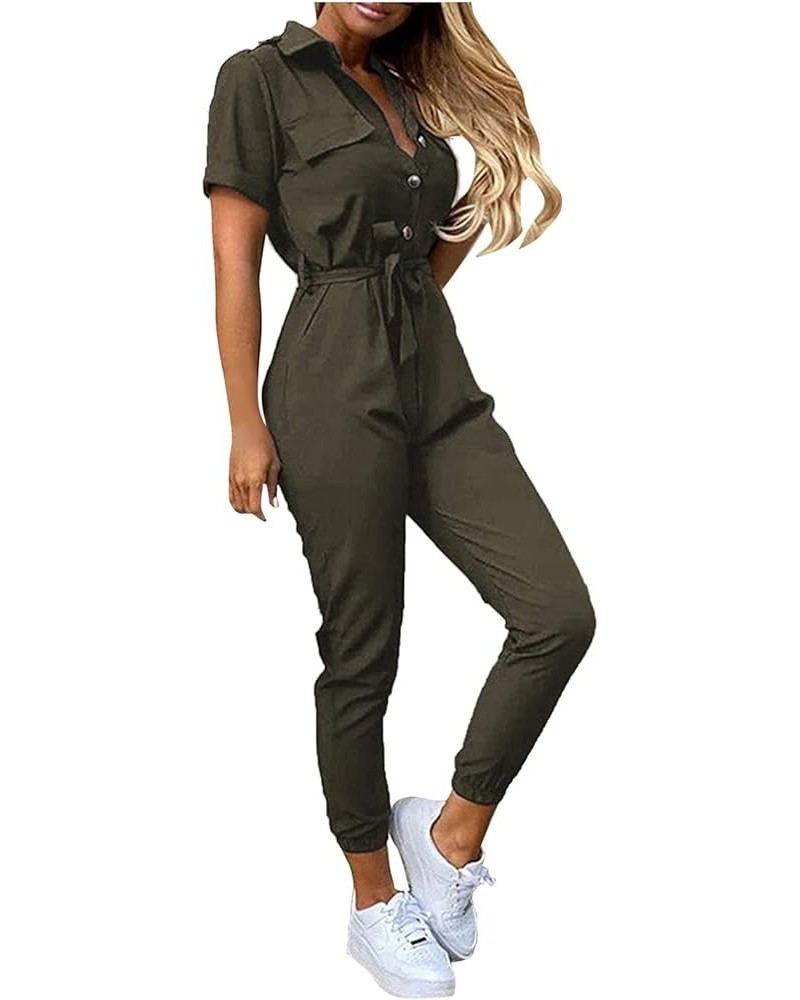 Jumpsuits for Women Dressy Elegant Party Casual Summer Lounge Wide Leg Work Rompers Overalls Zly C-army Green $14.74 Rompers