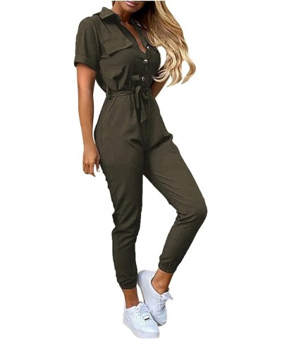 Jumpsuits for Women Dressy Elegant Party Casual Summer Lounge Wide Leg Work Rompers Overalls Zly C-army Green $14.74 Rompers