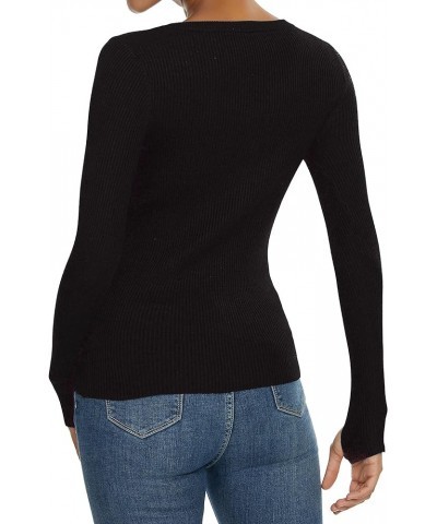 Women's Sweater Sexy Fitted Zipper V Neck Knitwear Pullover Sweater Black01 $13.52 Sweaters