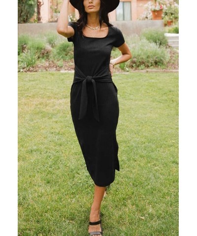 Women's Casual Off Shoulder Long Sleeves Slim Knit Bodycon Sweater Dress Midi Pencil Dress. B-black $15.37 Dresses