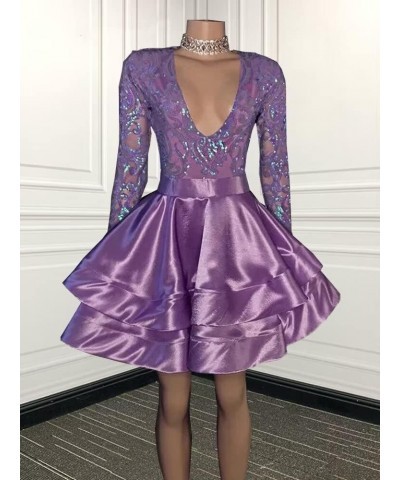 Long Sleeve Sequin Homecoming Dresses for Teens V Neck Layered Short Sparkly Evening Party Dress 2023 Red $37.80 Dresses