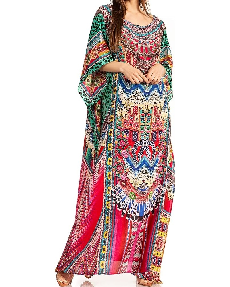 Jabari Women's Maxi Short Sleeve Long Beach Kaftan Dress Boho Loose Gown 411 $32.99 Dresses