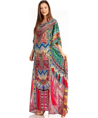 Jabari Women's Maxi Short Sleeve Long Beach Kaftan Dress Boho Loose Gown 411 $32.99 Dresses