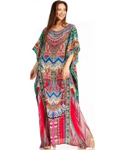 Jabari Women's Maxi Short Sleeve Long Beach Kaftan Dress Boho Loose Gown 411 $32.99 Dresses