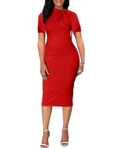 Women's Bodycon Pencil Dress Business Long Sleeve Elegant Bow Knot Work Office Cocktail Party Sheath Dresses Short Sleeve Bow...