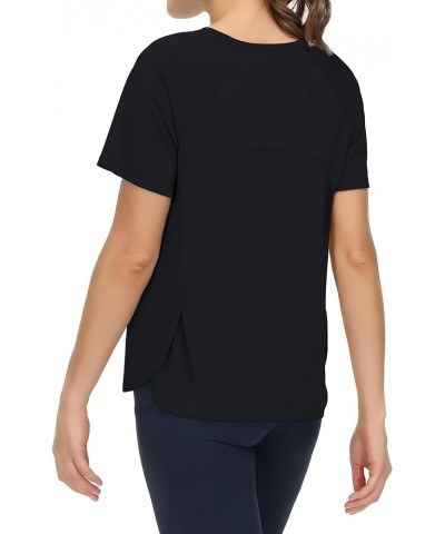 Women's Short Sleeve Workout Shirts Breathable Yoga T-Shirts with Side Slits Athletic Tee Tops Black $12.99 Activewear