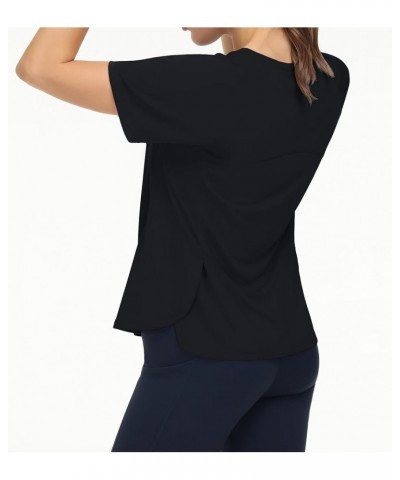 Women's Short Sleeve Workout Shirts Breathable Yoga T-Shirts with Side Slits Athletic Tee Tops Black $12.99 Activewear