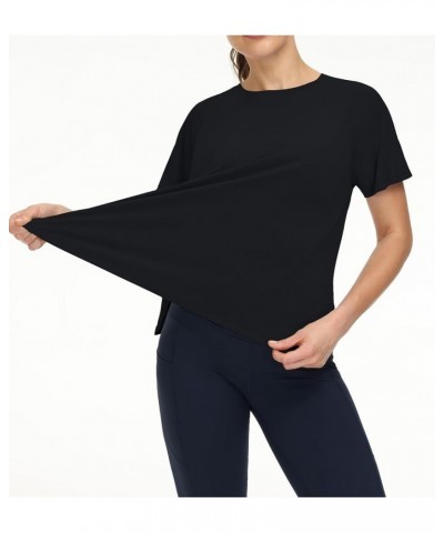 Women's Short Sleeve Workout Shirts Breathable Yoga T-Shirts with Side Slits Athletic Tee Tops Black $12.99 Activewear