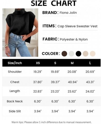 Women's Cap Sleeve Sweater Vest Knit Sleeveless Casual Cowl Neck Sweater Pullover Tank Tops Black $20.05 Sweaters