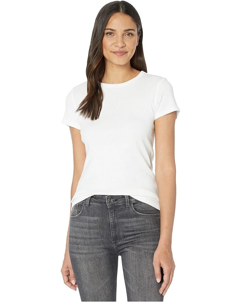 1x1 Rib Short Sleeve Crew Neck T-Shirt White $29.40 Tops