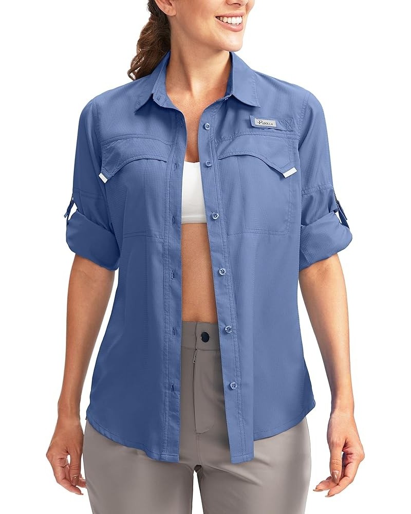 Women's UPF 50+ UV Sun Protection Shirts Long Sleeve Fishing Hiking Shirt Cool Lightweight Travel Safari Shirts Dusty Blue $2...