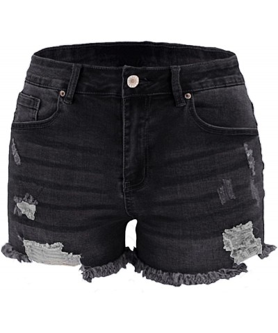 Women's Curved Jean Shorts Sexy Butt Lift Ripped Stretch Skinny Frayed Summer Beach Casual Short Denim Shorts 160 Black $19.9...