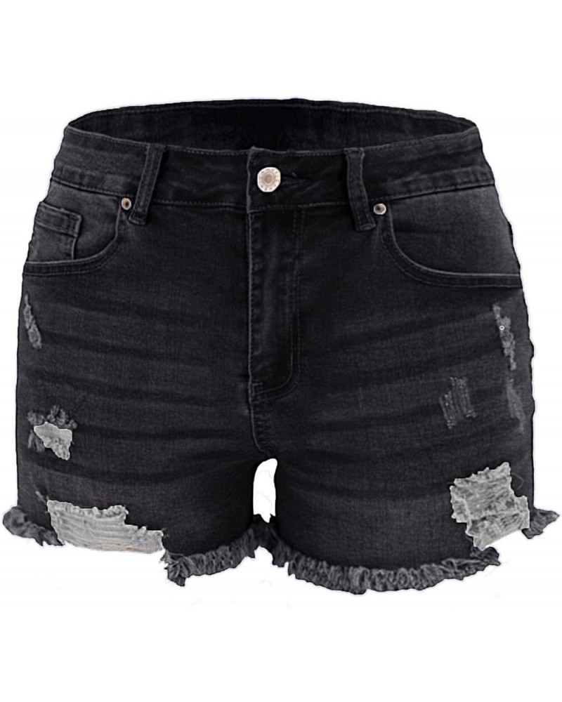 Women's Curved Jean Shorts Sexy Butt Lift Ripped Stretch Skinny Frayed Summer Beach Casual Short Denim Shorts 160 Black $19.9...