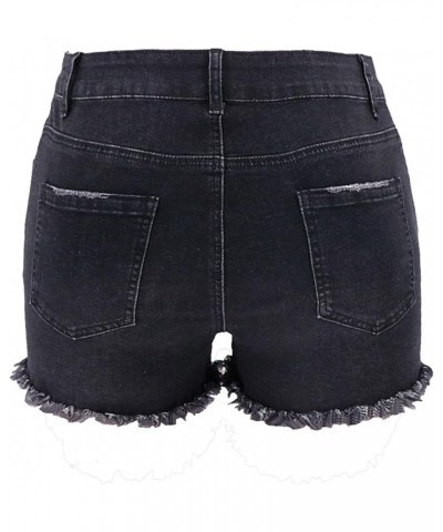 Women's Curved Jean Shorts Sexy Butt Lift Ripped Stretch Skinny Frayed Summer Beach Casual Short Denim Shorts 160 Black $19.9...