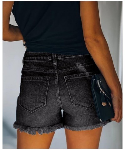 Women's Curved Jean Shorts Sexy Butt Lift Ripped Stretch Skinny Frayed Summer Beach Casual Short Denim Shorts 160 Black $19.9...