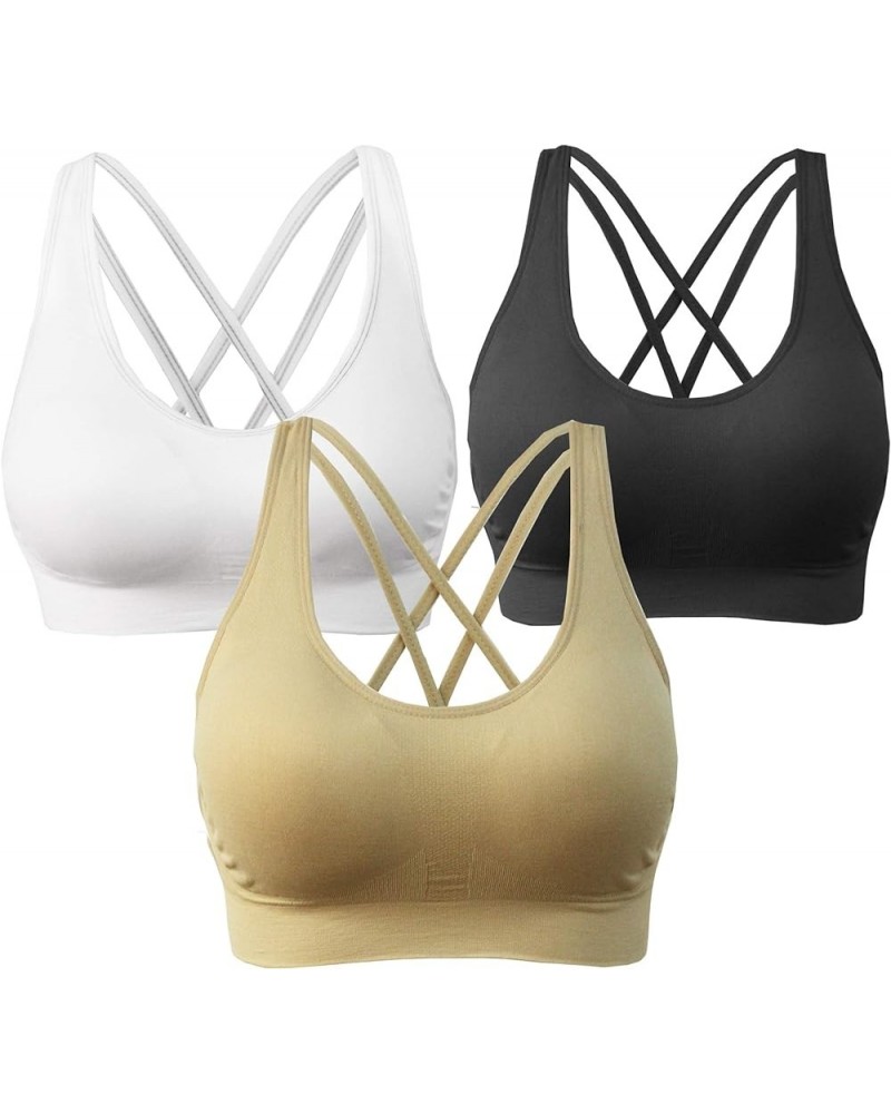 Women's Removable Padded Sports Bras Medium Support Workout Yoga Bra 3 Pack 3pack-style-bwb $9.24 Lingerie