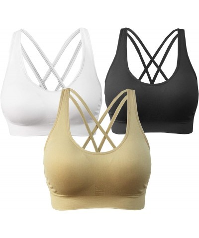 Women's Removable Padded Sports Bras Medium Support Workout Yoga Bra 3 Pack 3pack-style-bwb $9.24 Lingerie