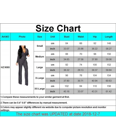 Women's Sexy Sparkly Jumpsuits Clubwear Long Sleeve Elegant Party Rompers High Waisted Wide Leg Pants 1-085silver $23.77 Jump...