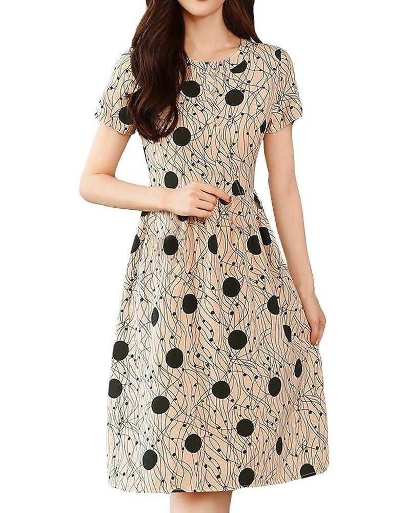 Casual Swing Dresses For Women Beach Boho Dress Short Knee Length Summer A-Line Dresses Trendy Print Dress Z02beige $9.47 Swi...