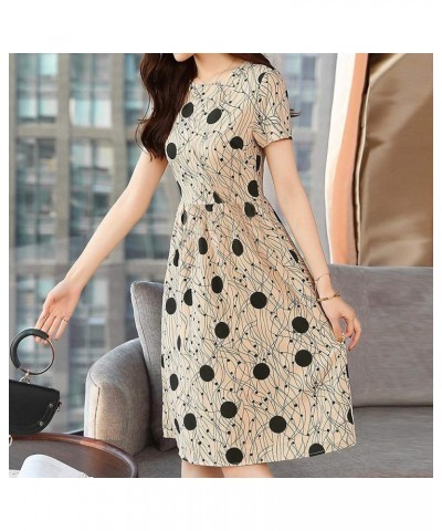 Casual Swing Dresses For Women Beach Boho Dress Short Knee Length Summer A-Line Dresses Trendy Print Dress Z02beige $9.47 Swi...