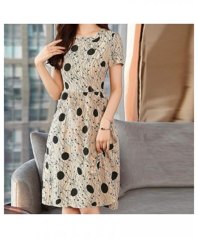 Casual Swing Dresses For Women Beach Boho Dress Short Knee Length Summer A-Line Dresses Trendy Print Dress Z02beige $9.47 Swi...