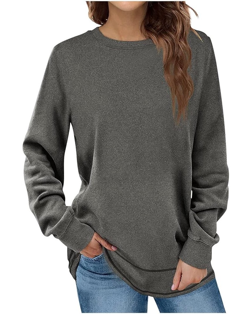 Womens Crewneck Sweatshirt Casual Long Sleeve Crew Neck Pullover Loose Fit Comfy Soft Fall Tops Fashion Outfit 2023 04 Gray $...