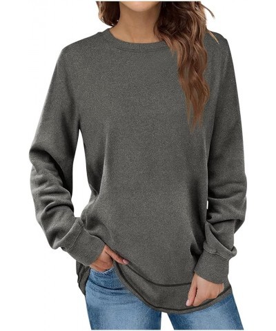 Womens Crewneck Sweatshirt Casual Long Sleeve Crew Neck Pullover Loose Fit Comfy Soft Fall Tops Fashion Outfit 2023 04 Gray $...