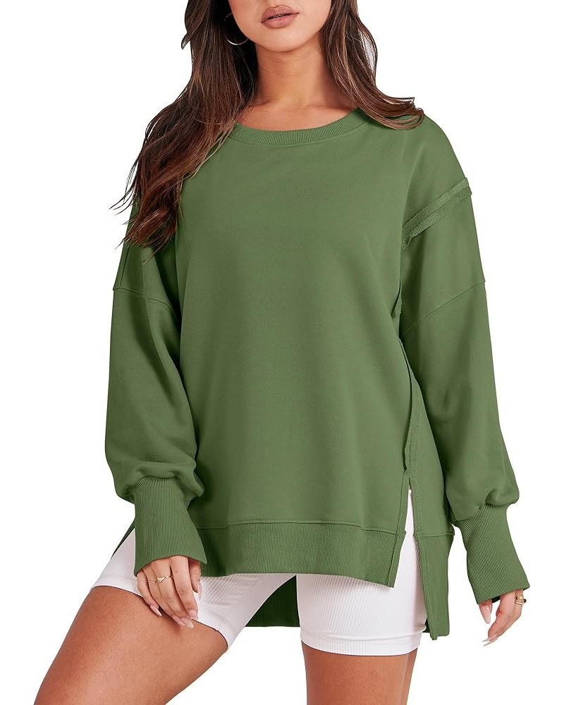 Women's Oversized Sweatshirt Crew Neck Long Sleeve Pullover Hoodies Tops Trendy Fashion Fall Clothes Olive $17.64 Hoodies & S...