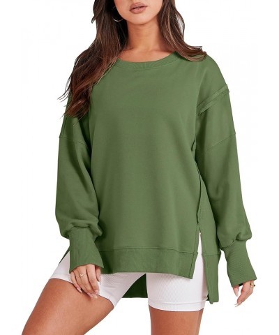 Women's Oversized Sweatshirt Crew Neck Long Sleeve Pullover Hoodies Tops Trendy Fashion Fall Clothes Olive $17.64 Hoodies & S...