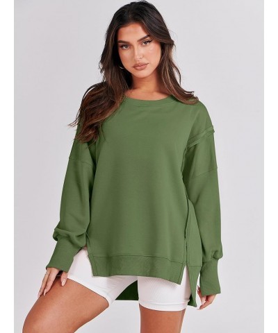 Women's Oversized Sweatshirt Crew Neck Long Sleeve Pullover Hoodies Tops Trendy Fashion Fall Clothes Olive $17.64 Hoodies & S...