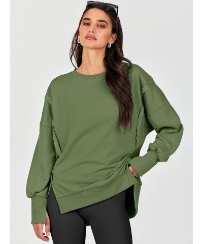 Women's Oversized Sweatshirt Crew Neck Long Sleeve Pullover Hoodies Tops Trendy Fashion Fall Clothes Olive $17.64 Hoodies & S...