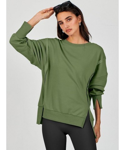 Women's Oversized Sweatshirt Crew Neck Long Sleeve Pullover Hoodies Tops Trendy Fashion Fall Clothes Olive $17.64 Hoodies & S...