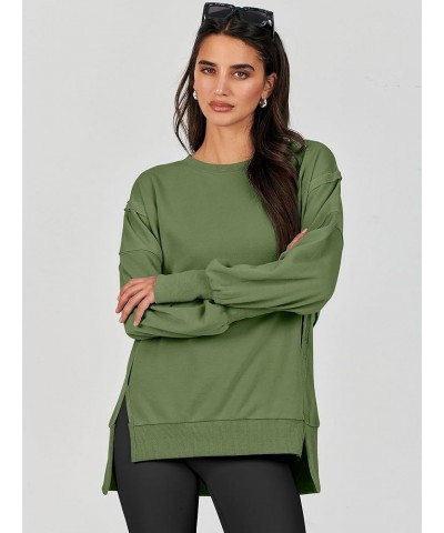 Women's Oversized Sweatshirt Crew Neck Long Sleeve Pullover Hoodies Tops Trendy Fashion Fall Clothes Olive $17.64 Hoodies & S...