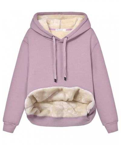 Womens Casual Winter Warm Fleece Sherpa Lined Pullover Hooded Sweatshirt Purple $19.36 Hoodies & Sweatshirts