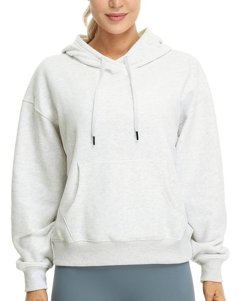 Women's Fleece Lined Hooded Sweatshirt Tops, Oversized Casual Pullover with kangaroo Pocket & Drawstring Light Grey $18.13 Ho...