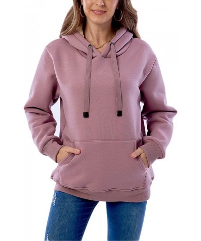 Womens Casual Winter Warm Fleece Sherpa Lined Pullover Hooded Sweatshirt Purple $19.36 Hoodies & Sweatshirts