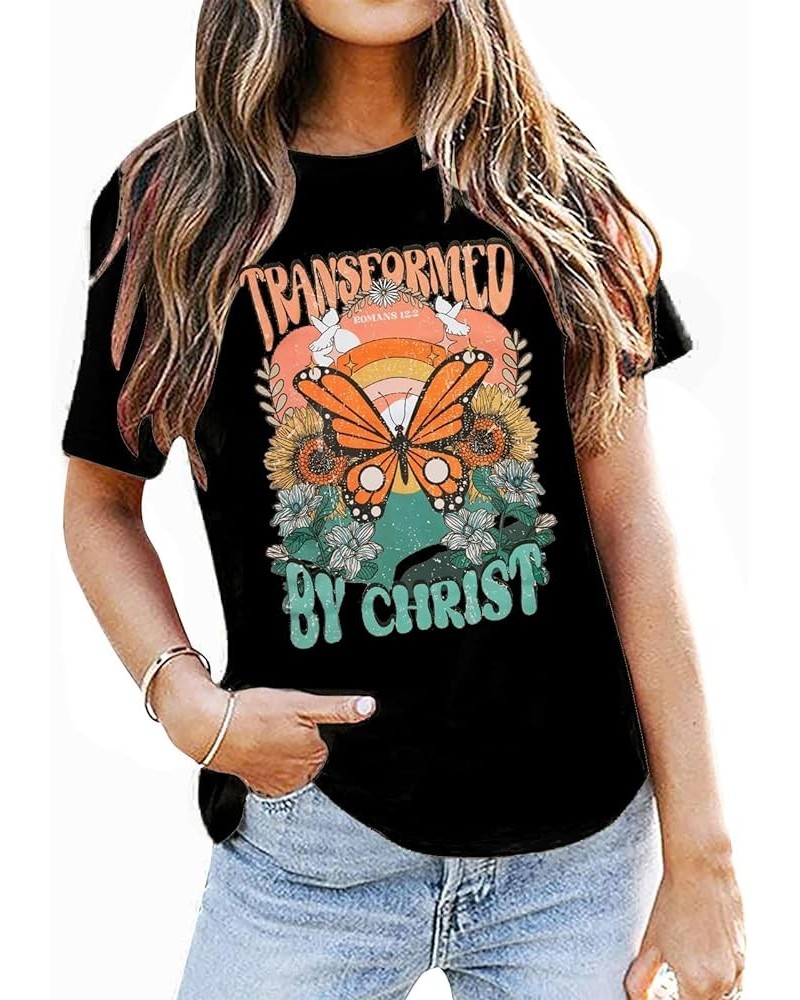 Womens Christian Shirts Religious Faith Tshirt Retro Christian Jesus Inspirational Graphic Tees Tops Black $9.43 Tops