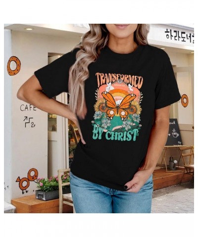 Womens Christian Shirts Religious Faith Tshirt Retro Christian Jesus Inspirational Graphic Tees Tops Black $9.43 Tops