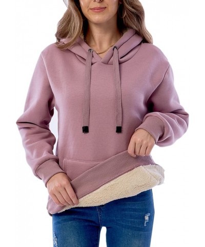 Womens Casual Winter Warm Fleece Sherpa Lined Pullover Hooded Sweatshirt Purple $19.36 Hoodies & Sweatshirts