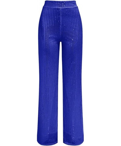 Sequin Pants for Women Wide Leg Elastic High Waist Sparkle Pants Bling Shiny Glitter Loose Bell Bottom Trousers Bu1 $11.50 Pants