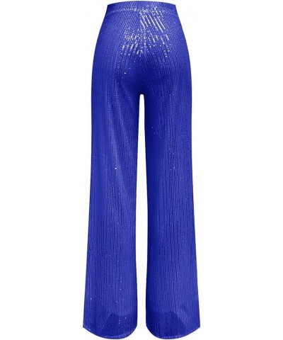 Sequin Pants for Women Wide Leg Elastic High Waist Sparkle Pants Bling Shiny Glitter Loose Bell Bottom Trousers Bu1 $11.50 Pants