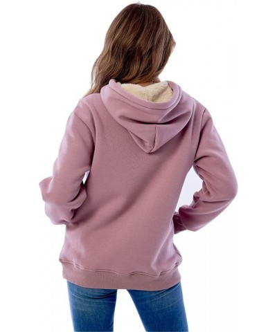 Womens Casual Winter Warm Fleece Sherpa Lined Pullover Hooded Sweatshirt Purple $19.36 Hoodies & Sweatshirts