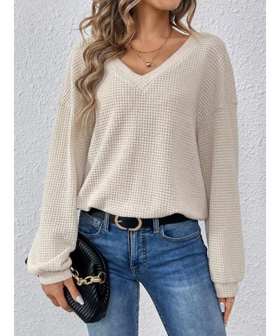 Women's Ribbed Backless Long Sleeve Top Criss Cross Back Tee Shirts Sweater Apricot $19.79 Sweaters