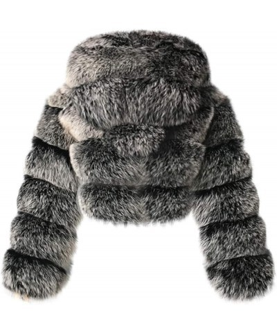 Womens Faux Fur Coat Jacket Warm Open Front Crop Solid Color Shaggy Hooded Cardigan Outwear Dark Gray $31.08 Coats