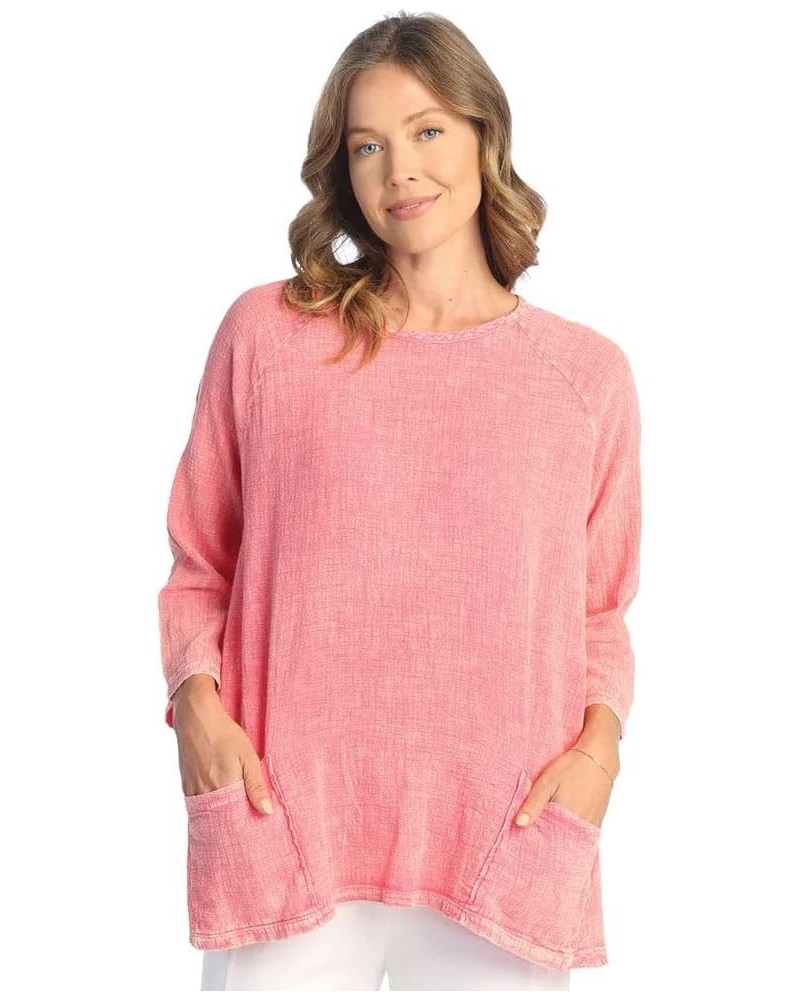 Mineral Washed Gauze Tunic w/Pockets - M103 X-Large Coral $41.76 Tops