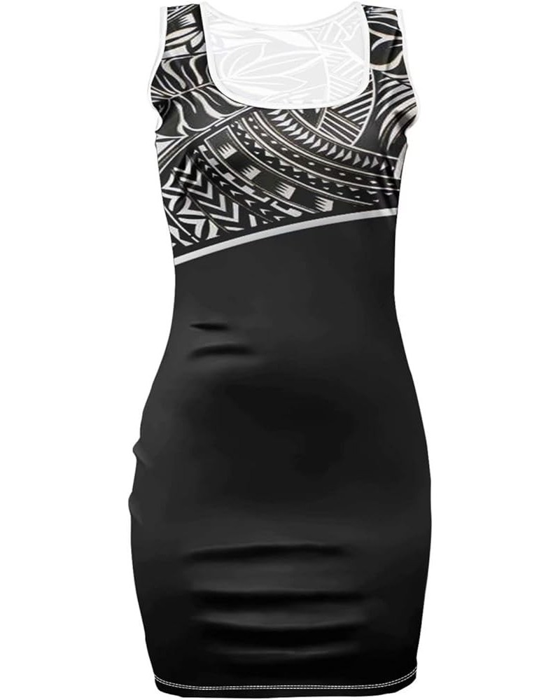 Women's French Polynesian Dresses Sleeveless Square Neck Bodycon Sexy Mini Club Dress 10 Tribal Polynesian Tongan Tattoo $12....