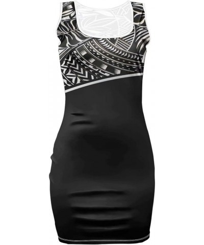 Women's French Polynesian Dresses Sleeveless Square Neck Bodycon Sexy Mini Club Dress 10 Tribal Polynesian Tongan Tattoo $12....