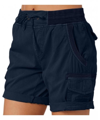 2023 Cargo Shorts for Women High Waisted Casual Summer Stretchy Shorts Short Cargos Colored Jeans Y-navy $9.34 Activewear