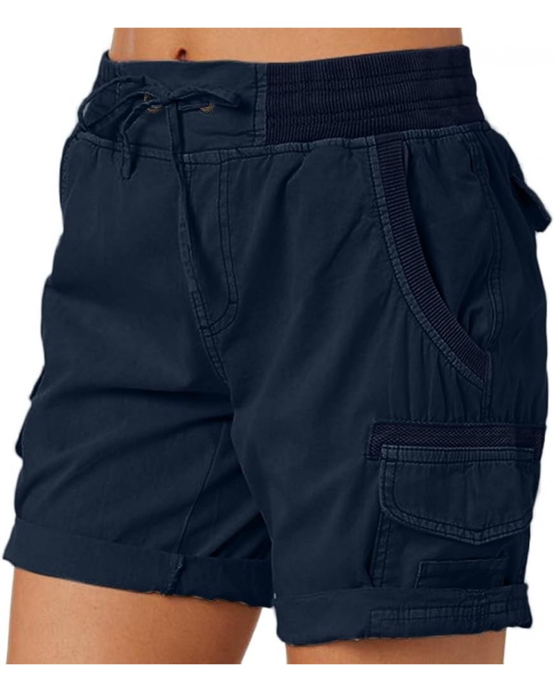 2023 Cargo Shorts for Women High Waisted Casual Summer Stretchy Shorts Short Cargos Colored Jeans Y-navy $9.34 Activewear