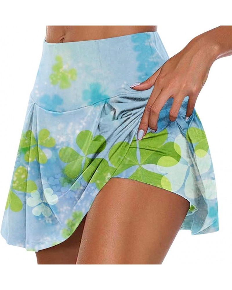 Shorts for Women St. Patrick's Day Printed Casual Athletic Running Yoga Tennis Golf Skort Gym Shorts Pleated Skirt 02-blue $8...